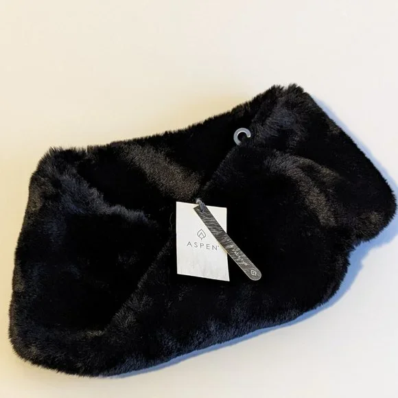 Aspen Faux Fur 100% Polyester Neck Wrap Warmer Beautiful Soft Black New Gift NWT - Picture 2 of 3